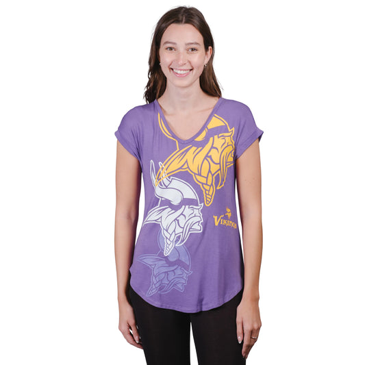 Ultra Game NFL Official Womens Super Soft Modal Vintage V-Neck T-Shirt, Minnesota Vikings, Team Color|Minnesota Vikings