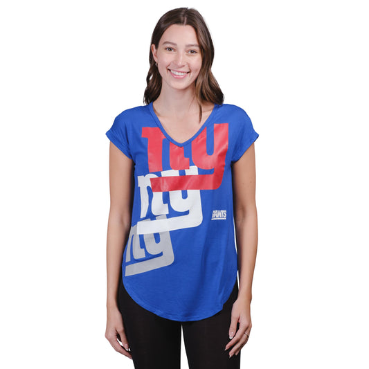 Ultra Game NFL Official Womens Super Soft Modal Vintage V-Neck T-Shirt, New York Giants, Team Color|New York Giants