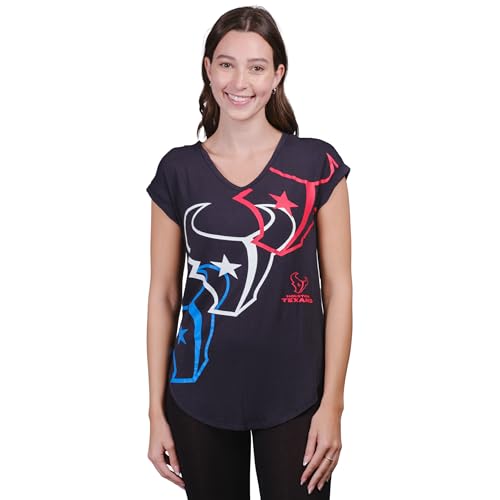 Ultra Game NFL Official Womens Super Soft Modal Vintage V-Neck T-Shirt, Houston Texans, Team Color|Houston Texans