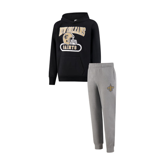 Ultra Game NFL Official Youth Super Soft Jogger & Hoodie Sweatshirt Set, New Orleans Saints, Team Color|New Orleans Saints