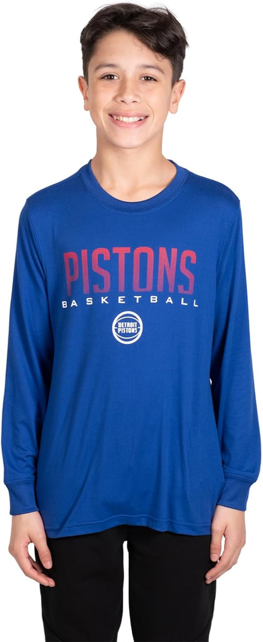 Ultra Game NBA Detroit Pistons Boys Super Soft Long Sleeve Active T-Shirt|Detroit Pistons - UltraGameShop