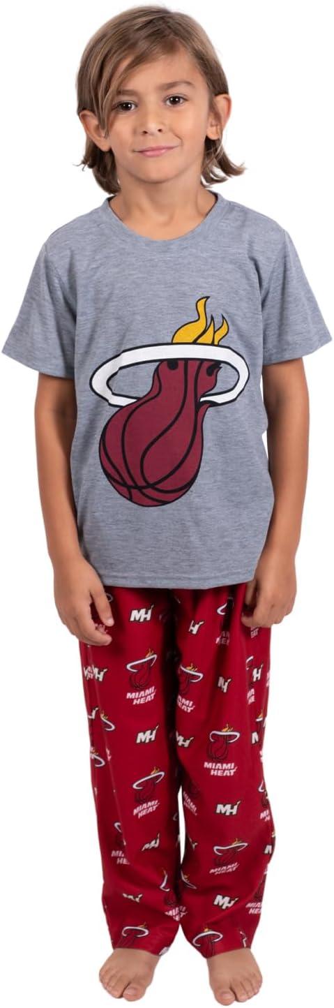 Ultra Game NBA Miami Heat Boys 2 Piece Tee Shirt & Lounge Pants Pajama Set| Miami Heat - UltraGameShop