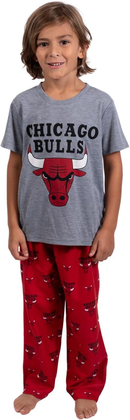 Ultra Game NBA Chicago Bulls Boys 2 Piece Tee Shirt & Lounge Pants Pajama Set| Chicago Bulls - UltraGameShop