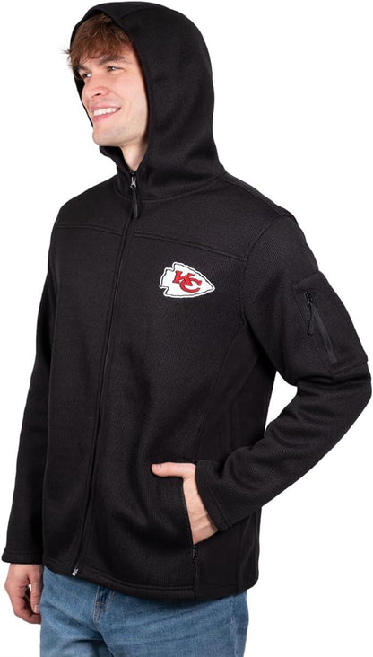 Ultra Game NFL Kansas City Chiefs Mens Standard Extra Soft Fleece Full Zip Hoodie Sweatshirt Jacket|Kansas City Chiefs - UltraGameShop