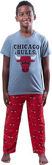 Ultra Game NBA Chicago Bulls Boys 2 Piece Tee Shirt & Lounge Pants Pajama Set| Chicago Bulls - UltraGameShop