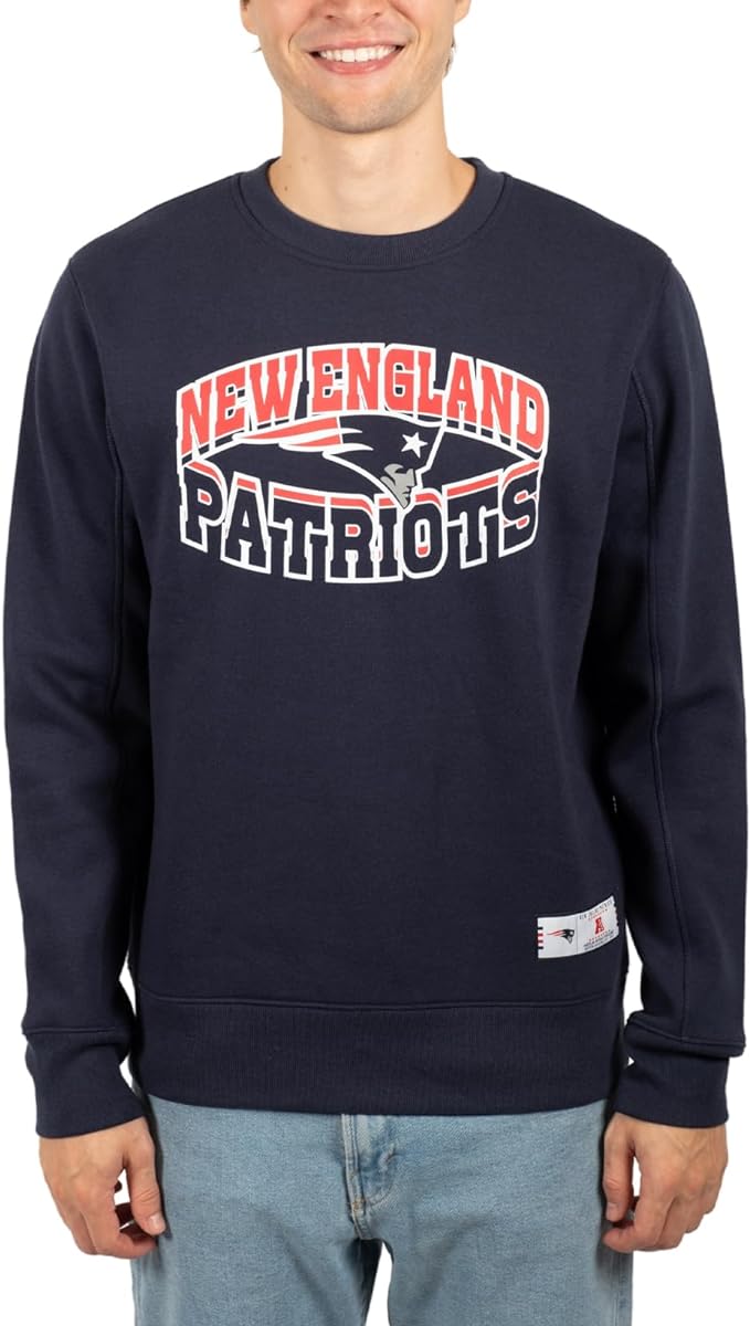 Ultra Game NFL New England Patriots Men's Super Soft Ultimate Crew Neck Sweatshirt|New England Patriots - UltraGameShop