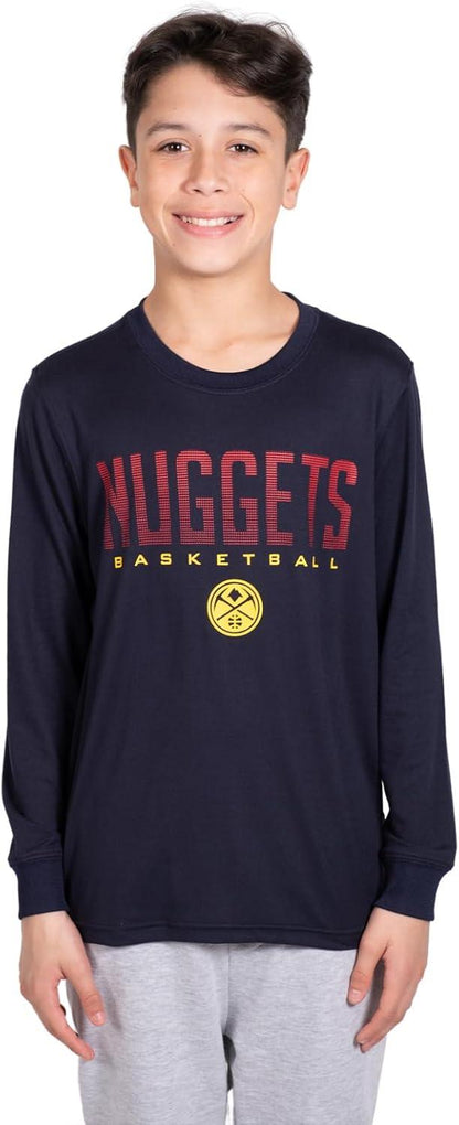 Ultra Game NBA Denver Nuggets Boys Super Soft Long Sleeve Active T-Shirt|Denver Nuggets - UltraGameShop