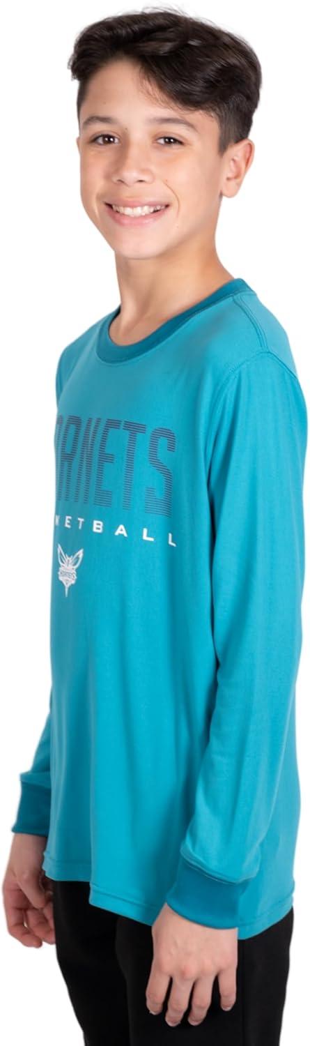 Ultra Game NBA Charlotte Hornets Boys Super Soft Long Sleeve Active T-Shirt|Charlotte Hornets - UltraGameShop