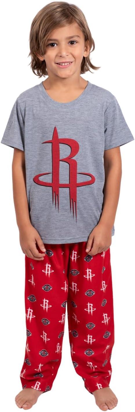 Ultra Game NBA Houston Rockets Boys 2 Piece Tee Shirt & Lounge Pants Pajama Set| Houston Rockets - UltraGameShop