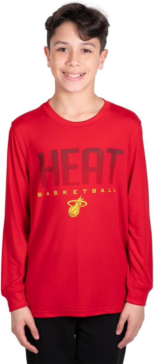 Ultra Game NBA Miami Heat Boys Super Soft Long Sleeve Active T-Shirt|Miami Heat - UltraGameShop