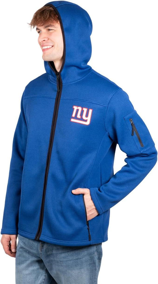 Ultra Game NFL New York Giants Mens Standard Extra Soft Fleece Full Zip Hoodie Sweatshirt Jacket|New York Giants - UltraGameShop