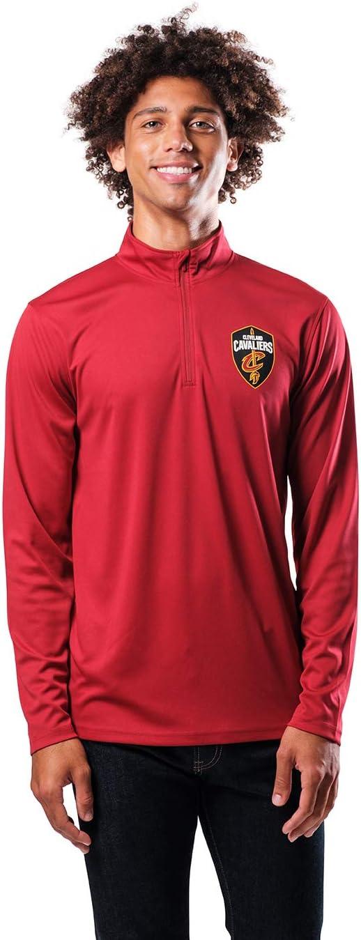 Ultra Game NBA Cleveland Cavaliers Men's Quarter Zip Long Sleeve Pullover T-Shirt|Cleveland Cavaliers - UltraGameShop