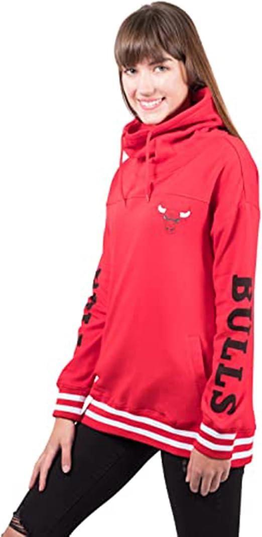 Ultra Game NBA Women's Chicago Bulls Super Soft Pullover Hoodie Funnel Sweatshirt | Chicago Bulls - UltraGameShop