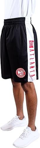 Ultra Game NBA Official Men’s Super Soft Active Workout Basketball Training Shorts - Unisex, Atlanta Hawks, Black|Atlanta Hawks