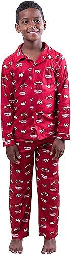 Ultra Game NBA Miami Heat Boys 2-Piece Loose-fit Button Down Pajamas Set|Miami Heat - UltraGameShop