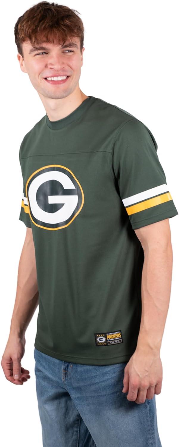 Ultra Game NFL Green Bay Packers Mens Standard Jersey Crew Neck Mesh Stripe T-Shirt|Green Bay Packers - UltraGameShop