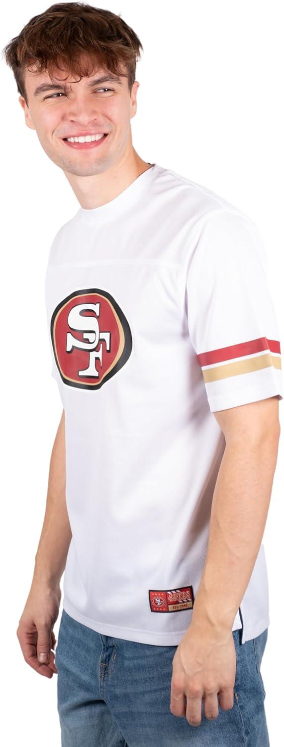 Ultra Game NFL San Francisco 49ers Mens Standard Jersey Crew Neck Mesh Stripe T-Shirt|San Francisco 49ers - UltraGameShop