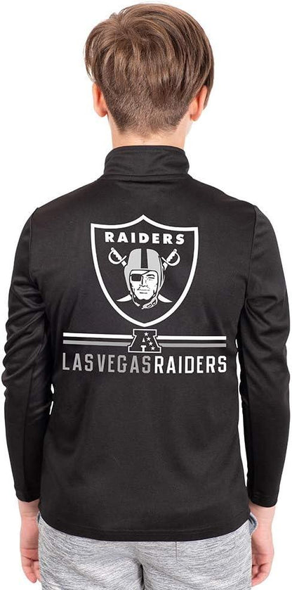 Ultra Game NFL Las Vegas Raiders Youth Super Soft Quarter Zip Long Sleeve T-Shirt|Las Vegas Raiders - UltraGameShop