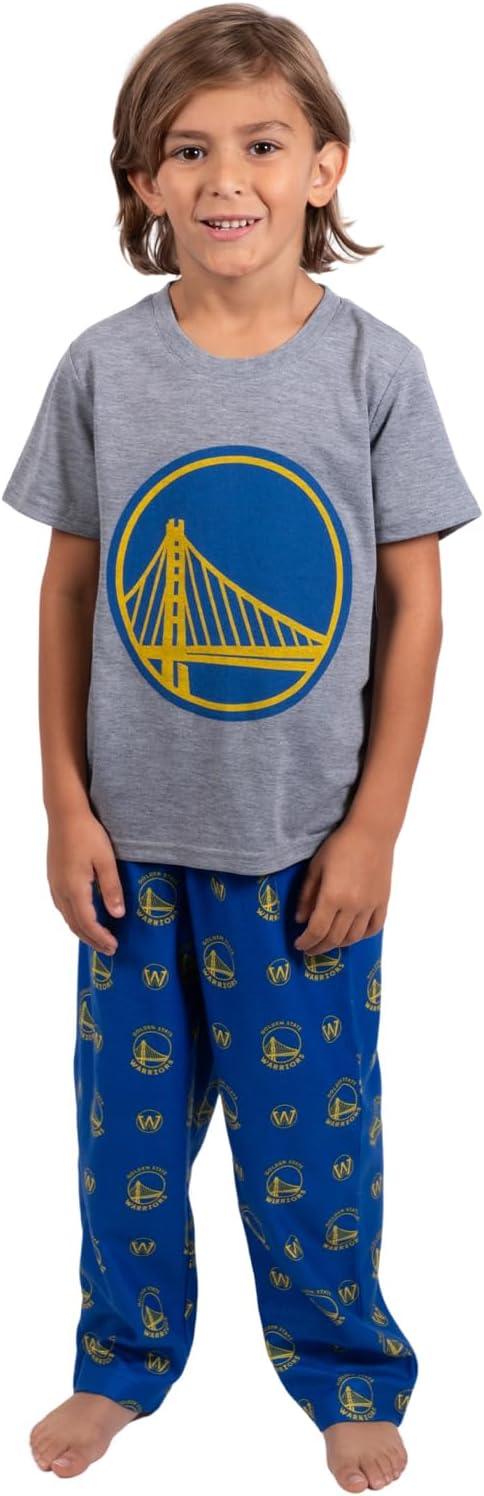 Ultra Game NBA Golden State Warriors Boys 2 Piece Tee Shirt & Lounge Pants Pajama Set| Golden State Warriors - UltraGameShop