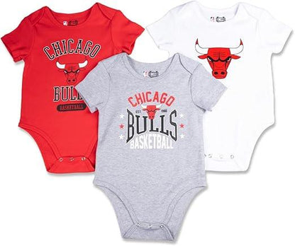 Ultra Game NBA Chicago Bulls Super Soft Cotton 3 Pack Baby Creeper Bodysuit|Chicago Bulls - UltraGameShop