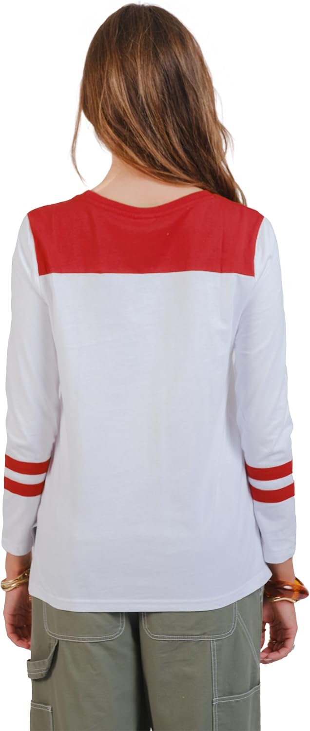 Ultra Game NFL Official Women's Super Soft Raglan Vintage Baseball T-Shirt, San Francisco 49ers, White|San Francisco 49ers