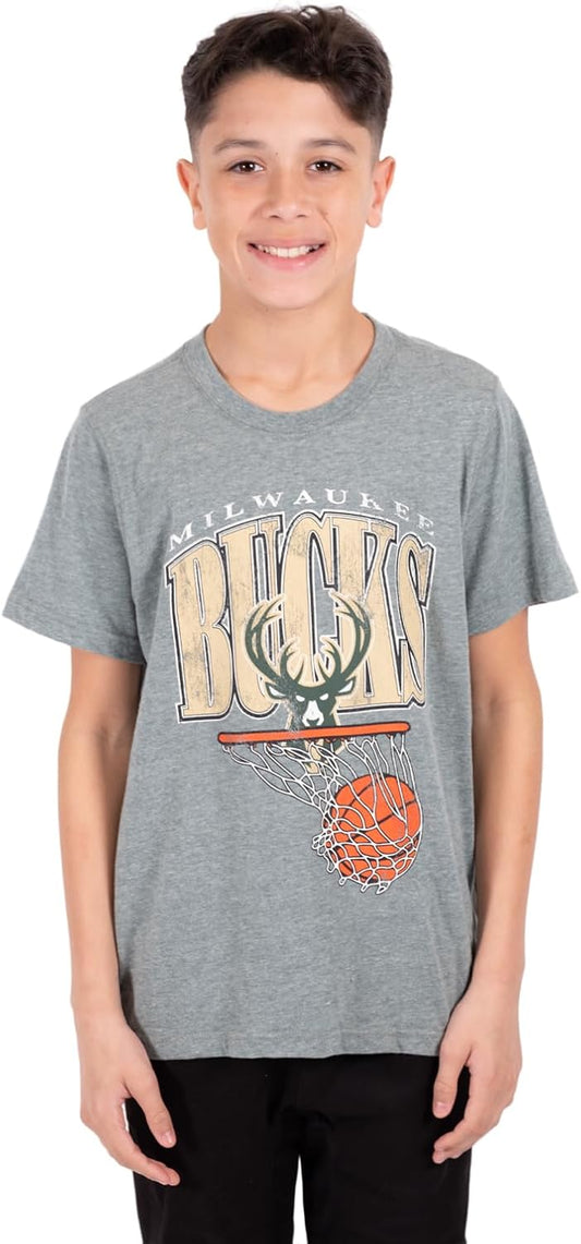 Ultra Game NBA Milwaukee Bucks Boys Super Soft Distressed T-Shirt|Milwaukee Bucks - UltraGameShop