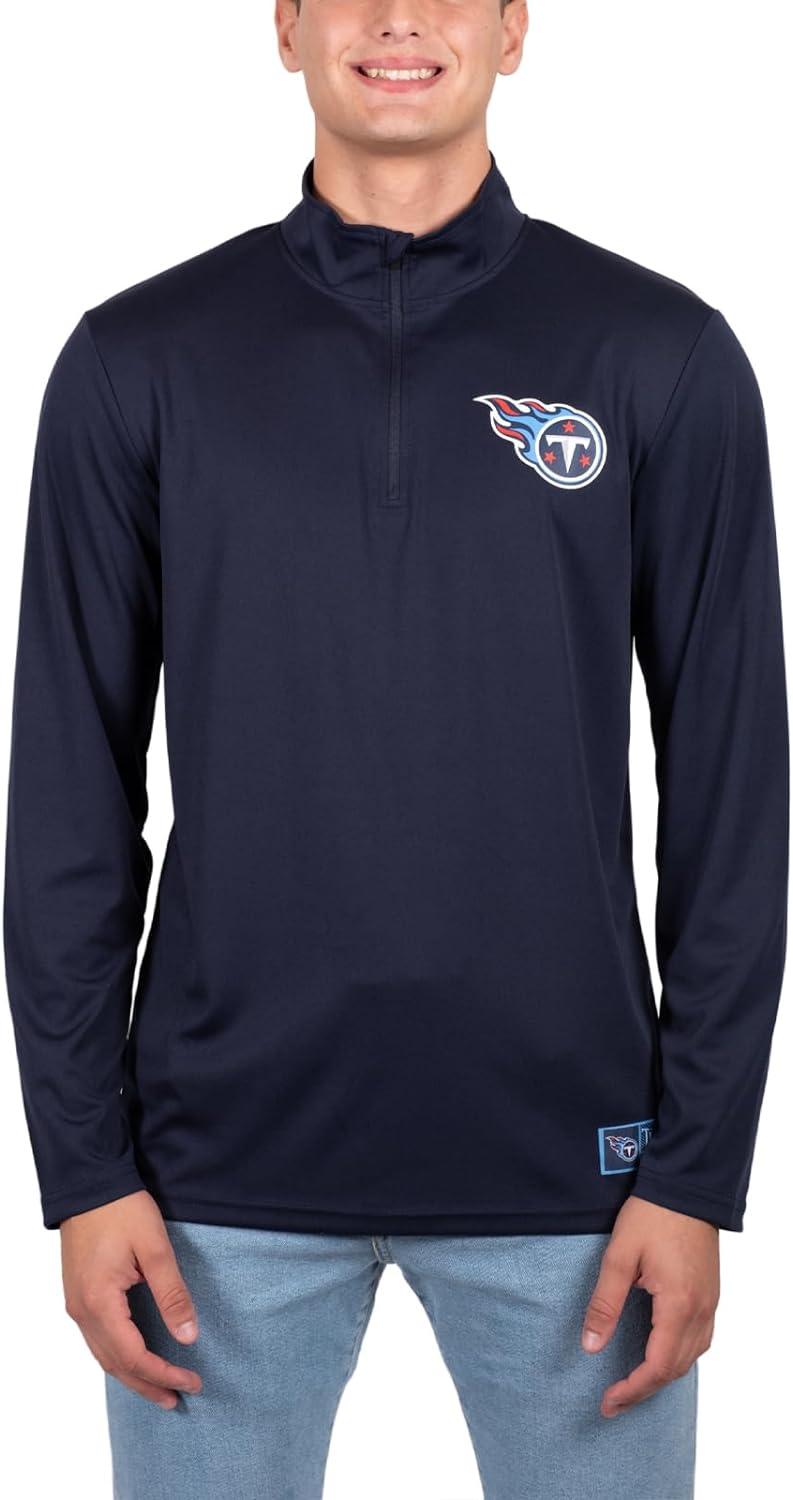 Ultra Game NFL Tennessee Titans Mens Super Soft Quarter Zip Long Sleeve T-Shirt|Tennessee Titans - UltraGameShop