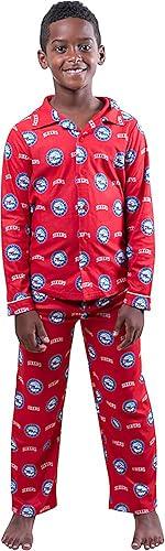 Ultra Game NBA Philadelphia 76ers Boys 2-Piece Loose-fit Button Down Pajamas Set|Philadelphia 76ers - UltraGameShop