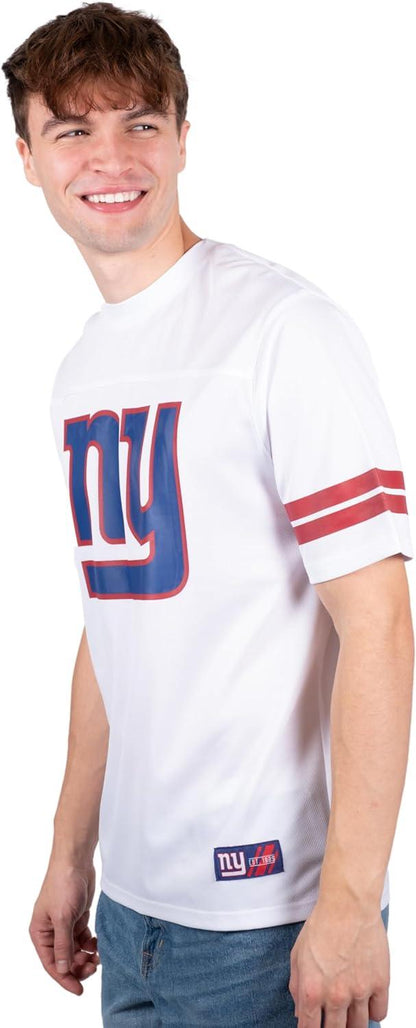 Ultra Game NFL New York Giants Mens Standard Jersey Crew Neck Mesh Stripe T-Shirt|New York Giants - UltraGameShop