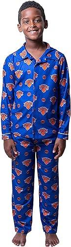 Ultra Game NBA New York Knicks Boys 2-Piece Loose-fit Button Down Pajamas Set|New York Knicks - UltraGameShop