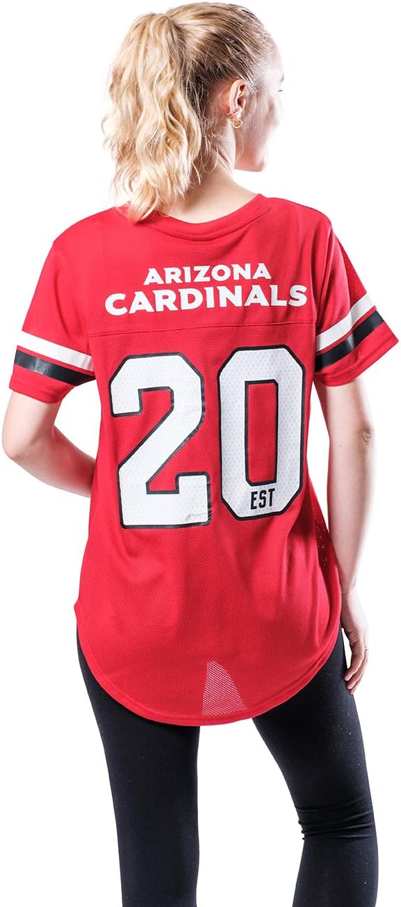 Ultra Game NFL Arizona Cardinals Womens Soft Mesh Varsity Stripe T-Shirt|Arizona Cardinals