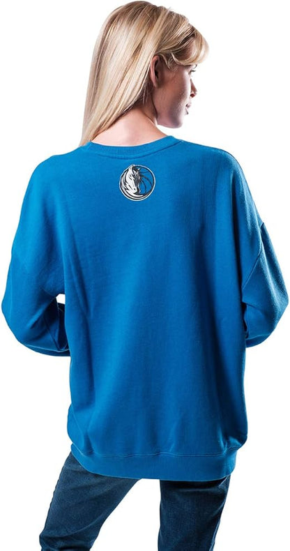 Ultra Game NBA Women's Dallas Mavericks Extra Soft Fleece Distressed Oversized Pullover Sweatshirt | Dallas Mavericks - UltraGameShop