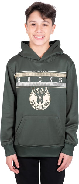 Ultra Game NBA Milwaukee Bucks Boys Super Soft Poly Midtwon Pullover Hoodie Sweatshirt|Milwaukee Bucks - UltraGameShop