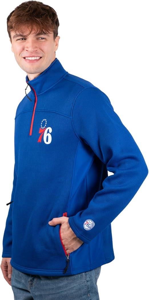 Ultra Game Philadelphia 76ers Men's Quarter Zip Fleece Pullover Sweatshirt with Zipper Pockets|Philadelphia 76ers - UltraGameShop