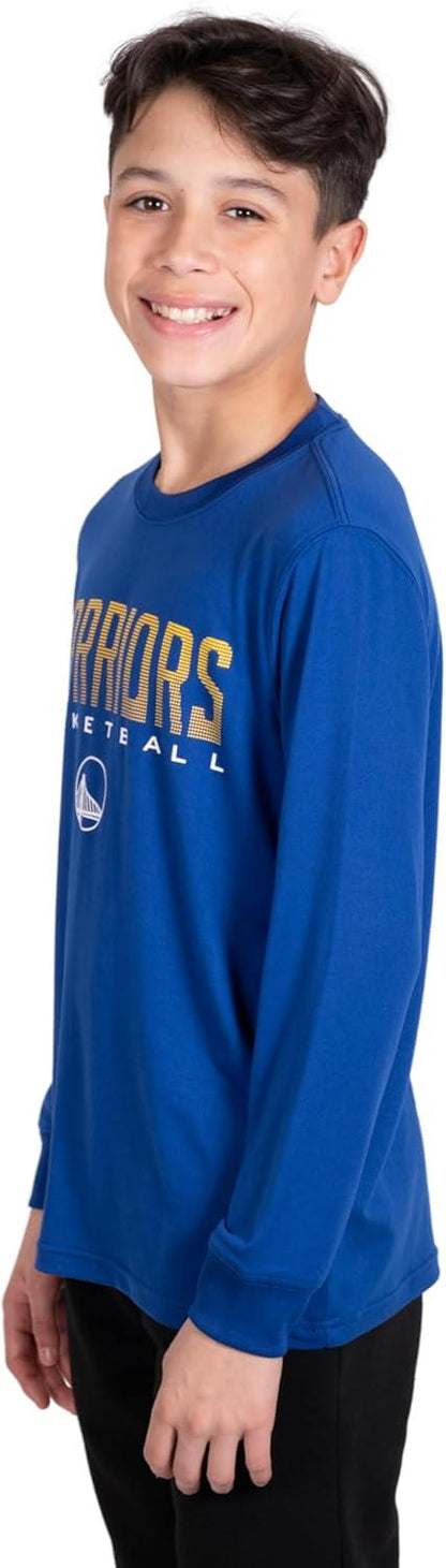 Ultra Game NBA Golden State Warriors Boys Super Soft Long Sleeve Active T-Shirt|Golden State Warriors - UltraGameShop