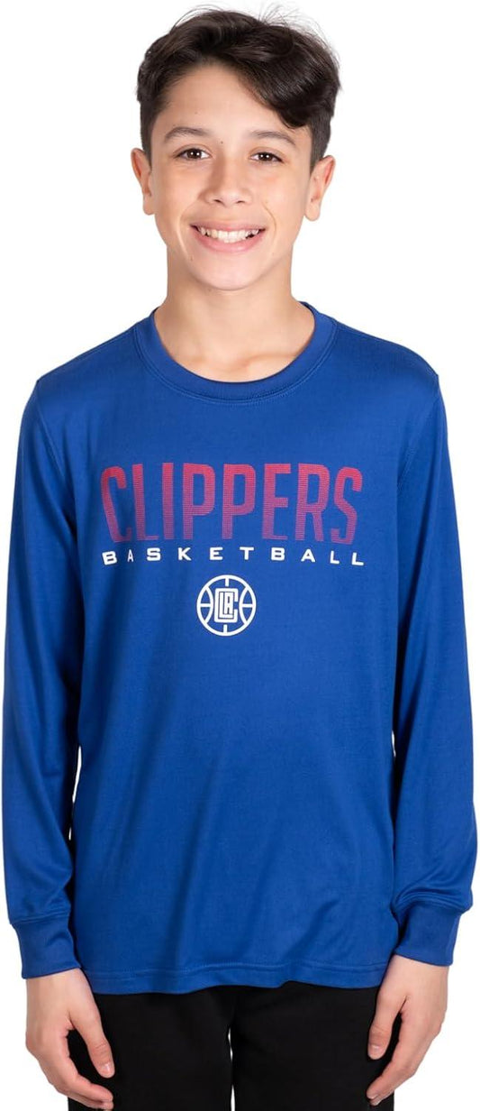 Ultra Game NBA Los Angeles Clippers Boys Super Soft Long Sleeve Active T-Shirt|Los Angeles Clippers - UltraGameShop