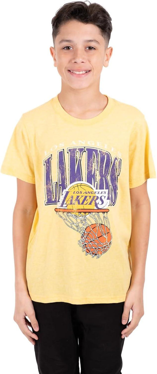 Ultra Game NBA Los Angeles Lakers Boys Super Soft Distressed T-Shirt|Los Angeles Lakers - UltraGameShop