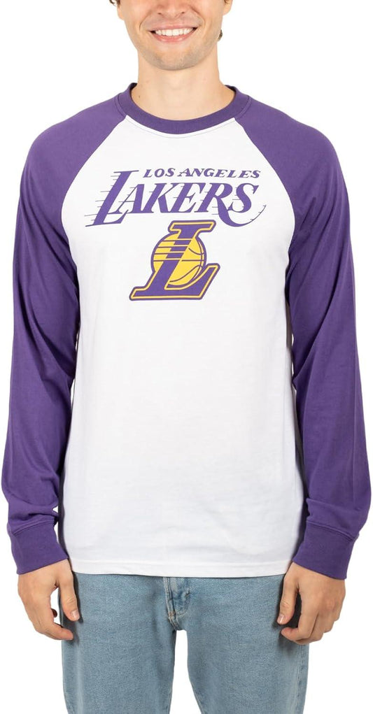 Ultra Game NBA Los Angeles Lakers Men's Super Soft Raglan Baseball T-Shirt |Los Angeles Lakers - UltraGameShop