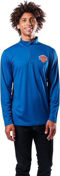 Ultra Game NBA New York Knicks Men's Quarter Zip Long Sleeve Pullover T-Shirt|New York Knicks - UltraGameShop