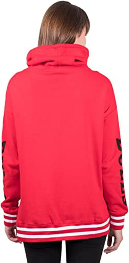 Ultra Game NBA Women's Chicago Bulls Super Soft Pullover Hoodie Funnel Sweatshirt | Chicago Bulls - UltraGameShop