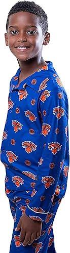 Ultra Game NBA New York Knicks Boys 2-Piece Loose-fit Button Down Pajamas Set|New York Knicks - UltraGameShop