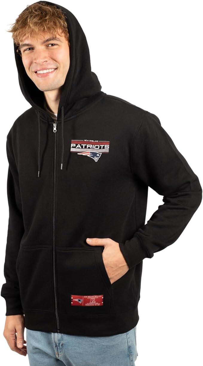 Ultra Game NFL New England Patriots Mens Standard Sherpa Full Zip Cozy Fleece Hoodie Sweatshirt Jacket|New England Patriots - UltraGameShop