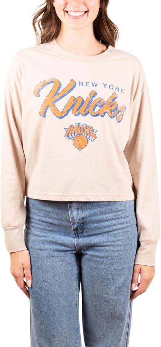 Ultra Game NBA New York Knicks Women's Super-Soft Crop Top Shirt|New York Knicks - UltraGameShop