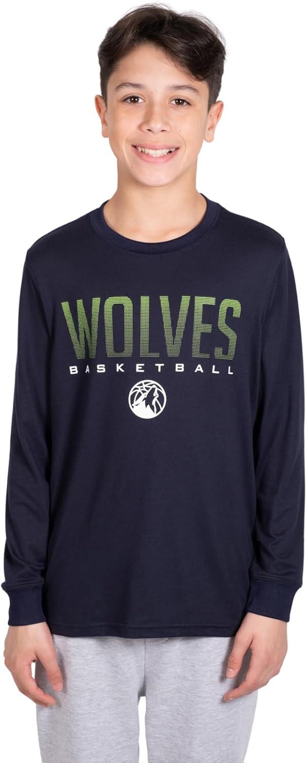 Ultra Game NBA Minnesota Timberwolves Boys Super Soft Long Sleeve Active T-Shirt|Minnesota Timberwolves - UltraGameShop