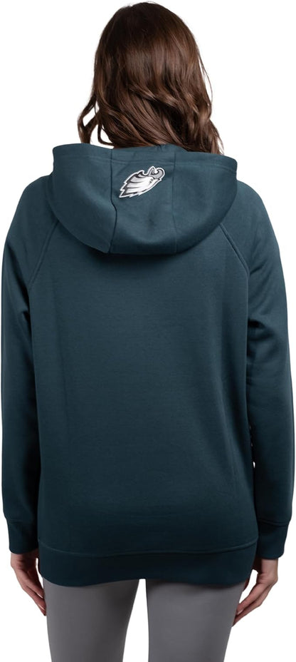 NFL Women's Official Super Soft Tie Neck Pullover Hoodie Sweatshirt|Philadelphia Eagles