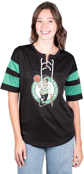 Ultra Game Women's Boston Celtics Super Soft Mesh Lace-up Jersey Shirt | Boston Celtics - UltraGameShop