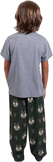 Ultra Game NBA Milwaukee Bucks Boys 2 Piece Tee Shirt & Lounge Pants Pajama Set| Milwaukee Bucks - UltraGameShop