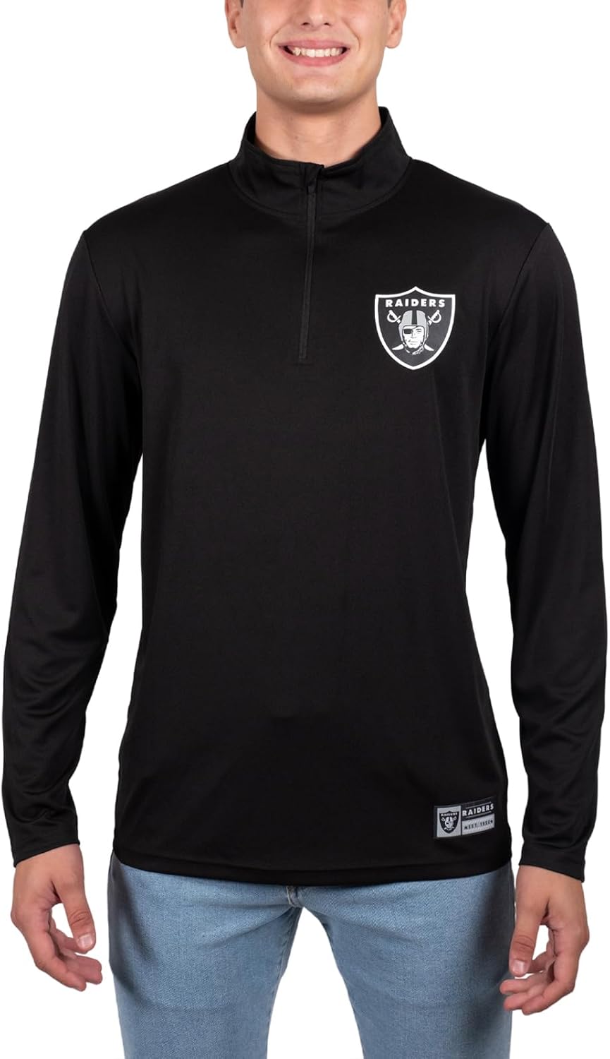 NFL Official Adults Super Soft Quarter Zip Long Sleeve T-Shirt - Unisex|Las Vegas Raiders