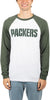 Ultra Game NFL Mens Super Soft Raglan Baseball Long Sleeve T-Shirt| Green Bay Packers