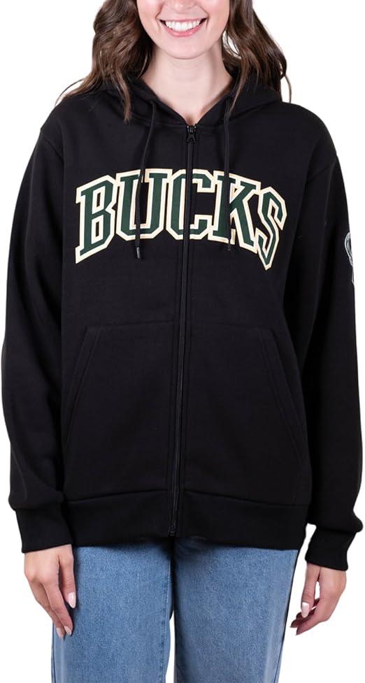 Ultra Game NBA Women's Milwaukee Bucks Super Soft Full Zip Hoodie Sweatshirt | Milwaukee Bucks - UltraGameShop